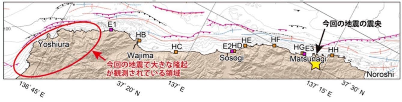 地質調査総合センター「長期的な隆起を示す海成段丘と2024年能登半島地震の地殻変動」